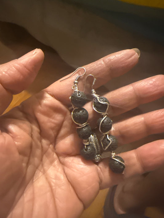 Lava rock ear rings