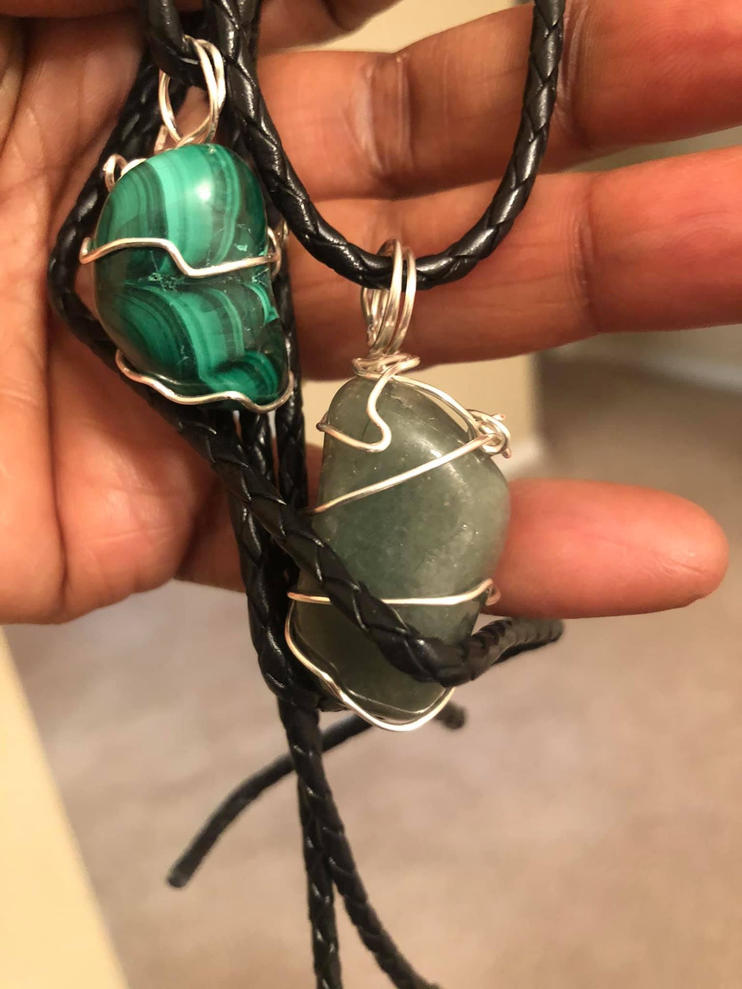 Malachite/Jade Stone Pendant Necklace